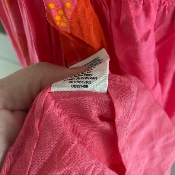 Free People She's A Waterfall Maxi Dress Hibiscus Pink Combo Size 12 - Picture 8 of 9